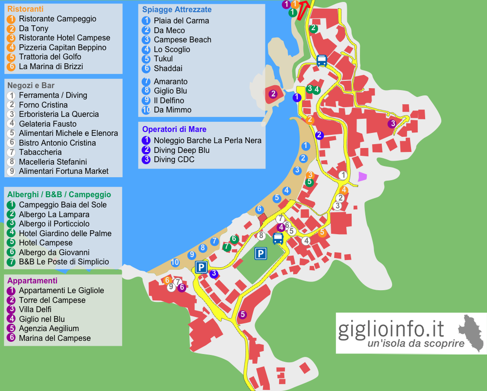 Mappa Isola del Giglio Campese