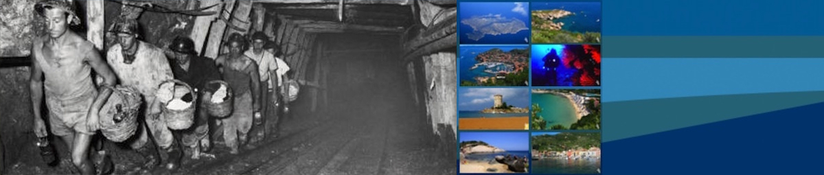 Miniatori dentro una galleria della Miniera del Franco