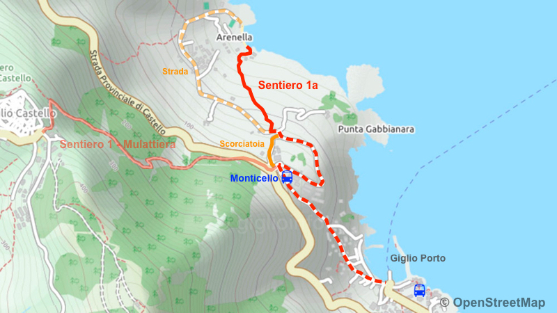 Spiaggia dell'Arenella - Mappa Sentiero