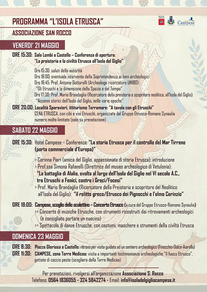 Programma Evento L'Isola Etrusca, Maggio 2021, Isola del Giglio