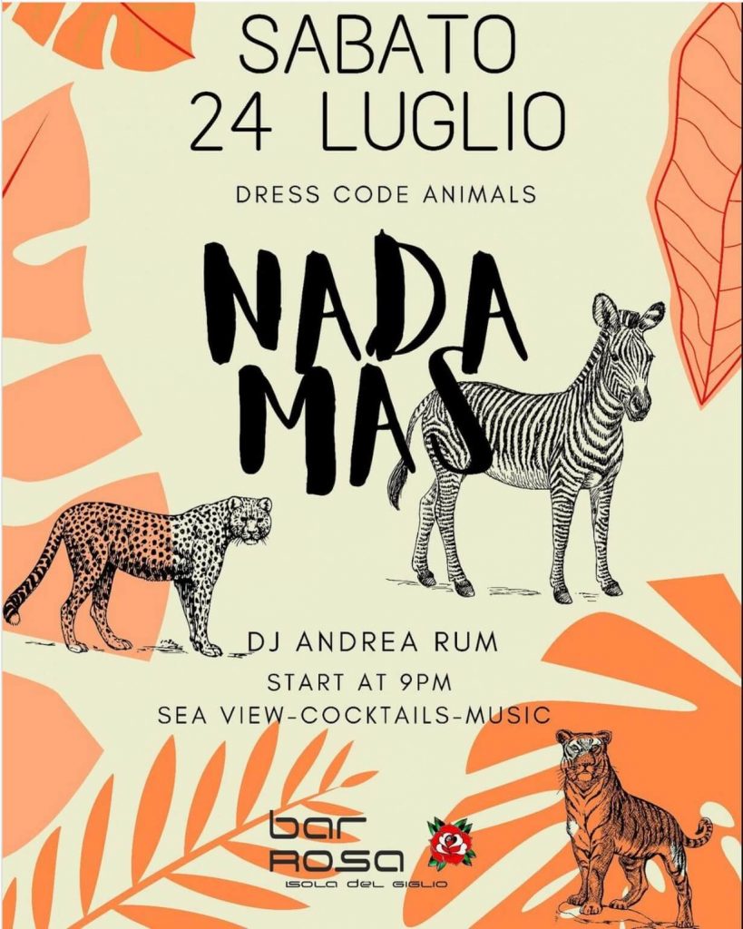 Locandina NadaMas Muscia DJ Andrea Rum alla Bar Rosa Isola del Giglio