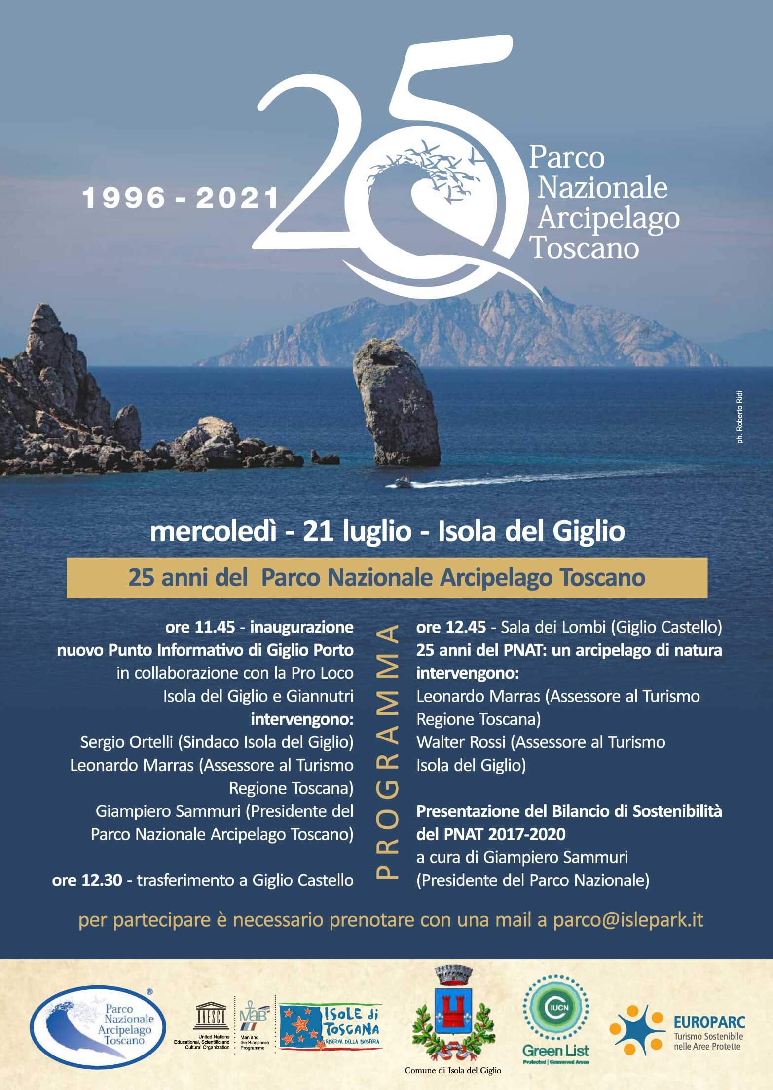 Locandina del Programma 25esimo PNAT al Giglio