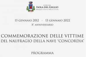 X° Commemorazione decennale delle vittime del naufragio della Costa Concordia all'isola del Giglio 13 gennaio 2022