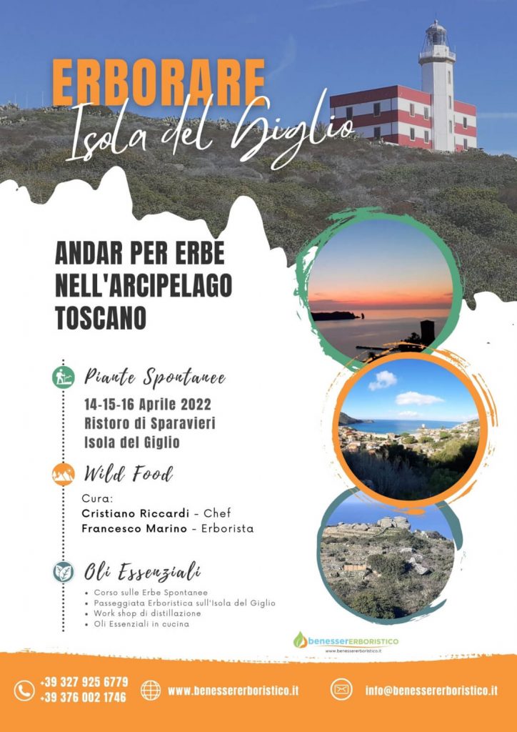 Locandina Erborare - Passeggiata Erboristica all'Isola del Giglio 14-16 Aprile 2022