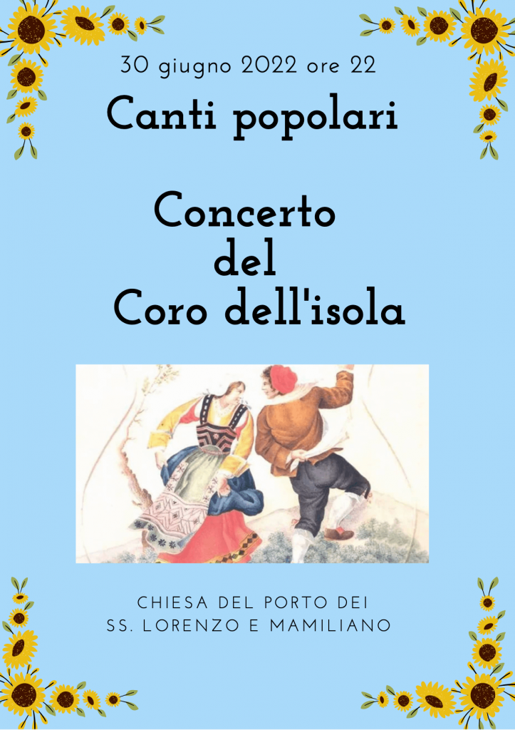 Locandina del concerto del Coro dell'Isola del Giglio il 30 Giugno 2022