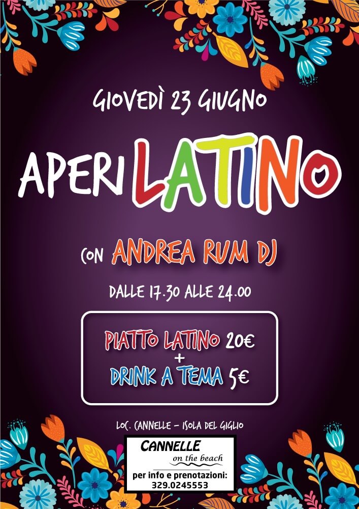 Locandina Evento Cannelle on the Beach Aperilatino con Andrea Rum DJ