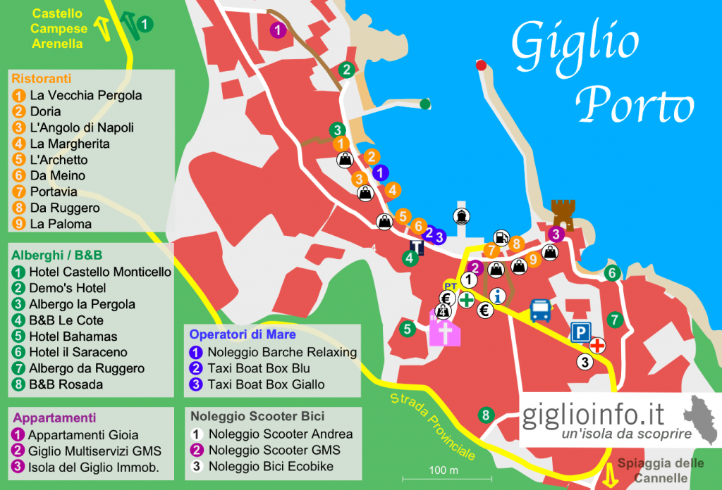 Mappa Attività a Giglio Porto, Isola del Giglio