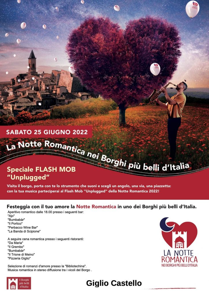 Programma della Notta Romantica a Giglio Castello 25 giugno 2022