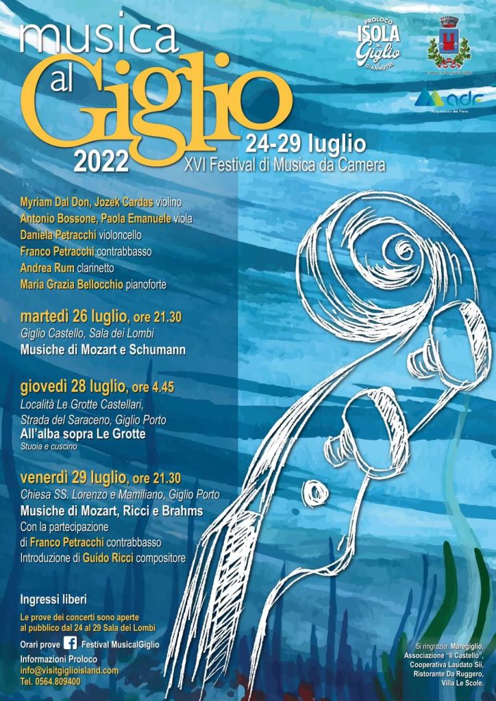 Locandina XVI Edizione 2022 del Festival di Musica da Camera all'Isola del Giglio MusicalGiglio