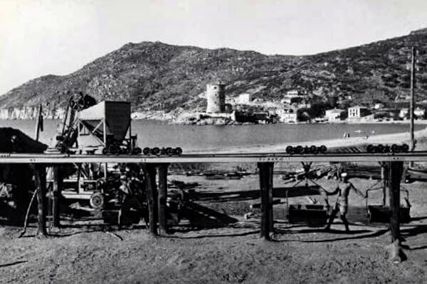 Foto storico della teleferica della Miniera Franco a Giglio Campese, Isola del Giglio