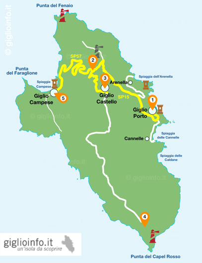 Mappa Giro in Bici dell'Isola del Giglio