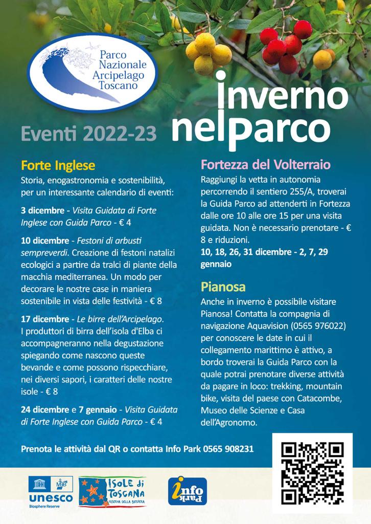 Locandina Eventi Invernali Elba e Pianosa del Parco Nazionale Arcipelago Toscano