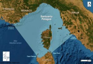 Mappa Area Marina Protetta del Santuario Pelagos