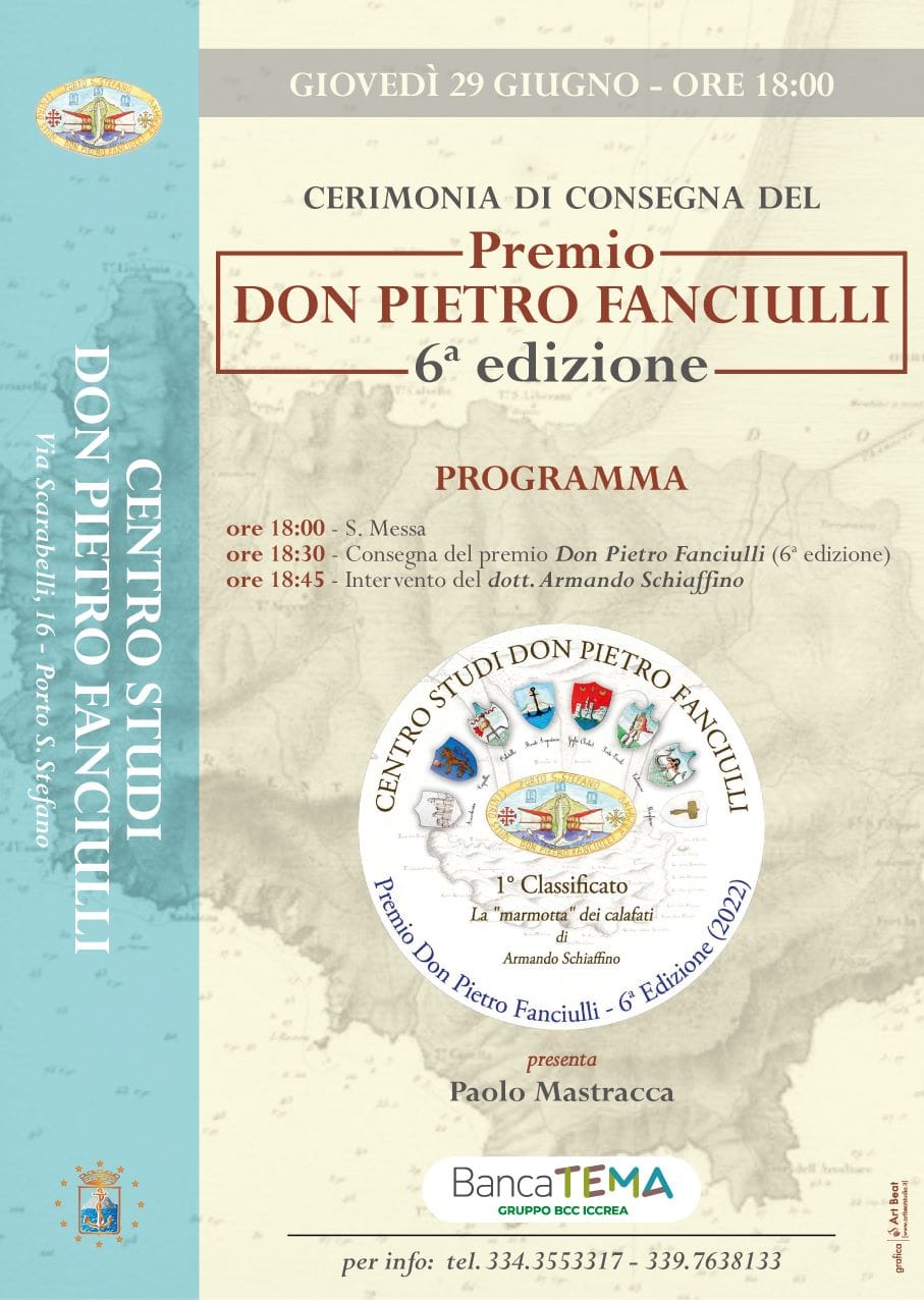 Locandina Premiazione Don Pietro Fanciulli a Armando Schiaffino 2023