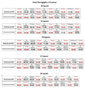 Traghetti per Giglio - Variazione Orari 24-28 Agosto
